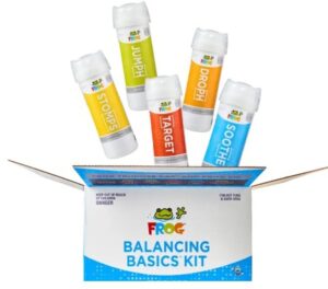 FROG Balancing Basics Kit - 01-14-6300 Box with 5 bottles in it used for balancing PH, Alkalinity, Calcium and Shocking the water