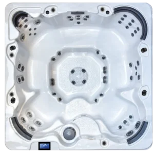 overhead view of QCA Spas Yukon is tubs of fun at MinnSpas