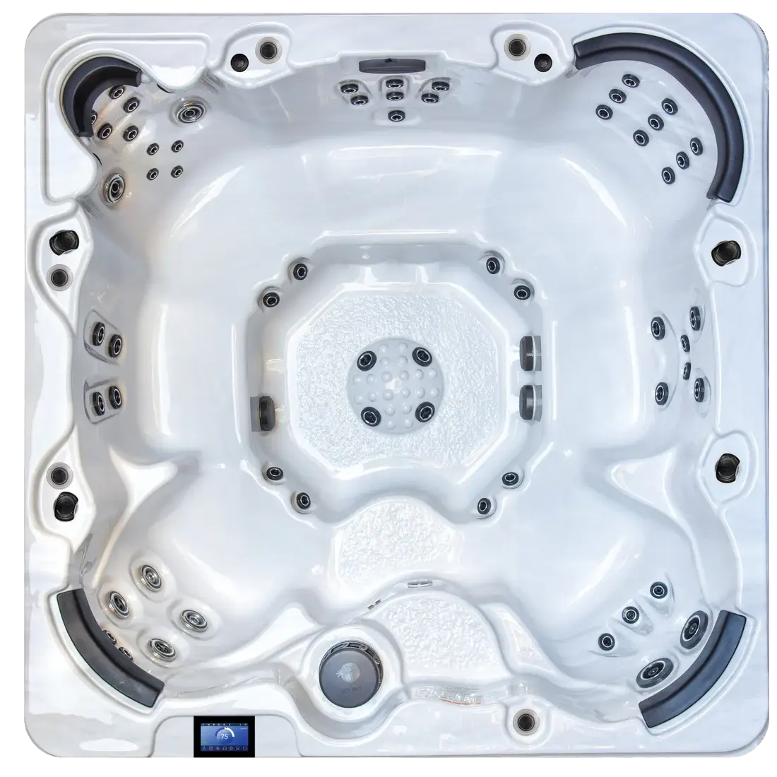 overhead view of QCA Spas Yukon is tubs of fun at MinnSpas
