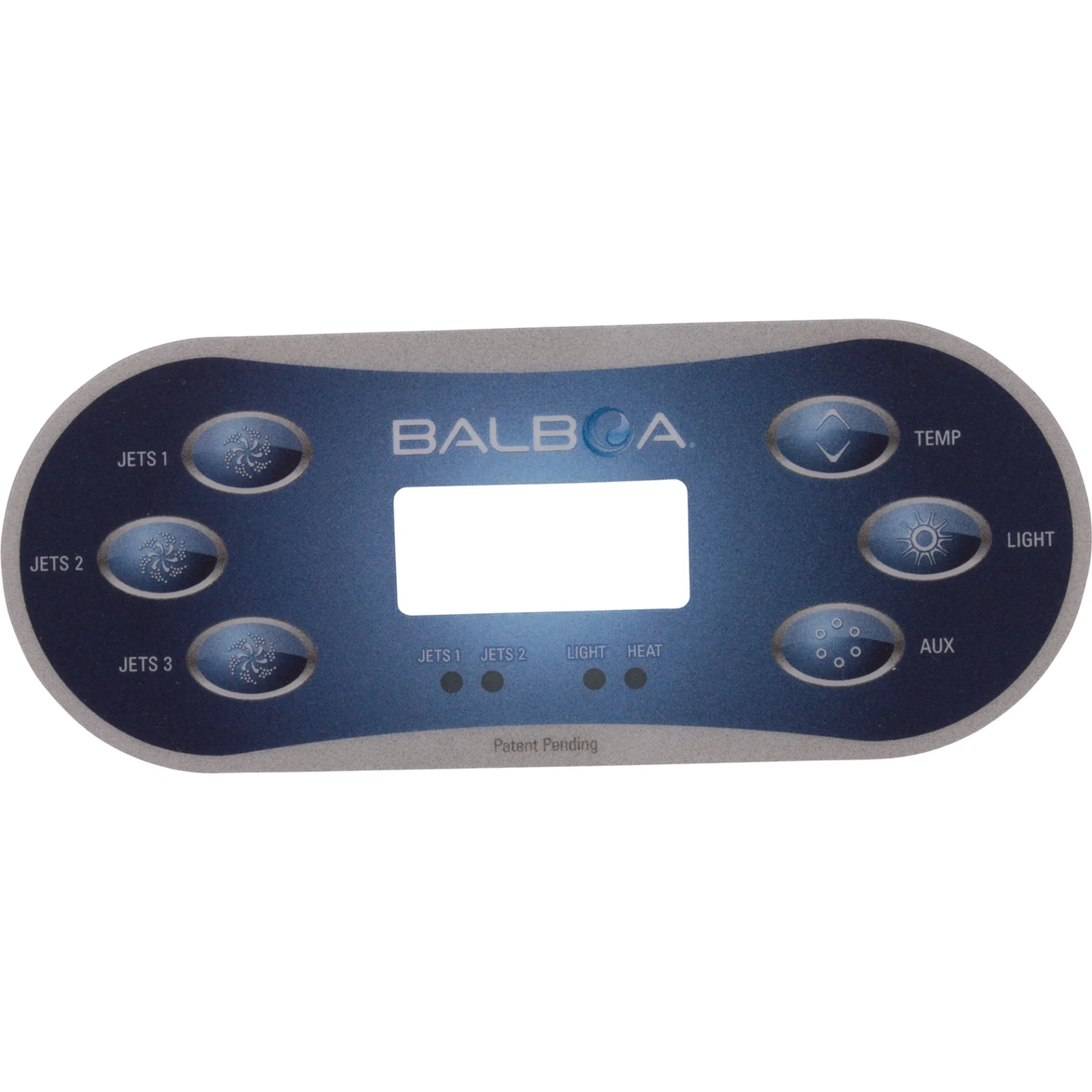 Balboa TP600 topside control kit with the 6-button 3-jet overlay - Jets 1, Jets 2, Jets 3, Temp, Light, Aux