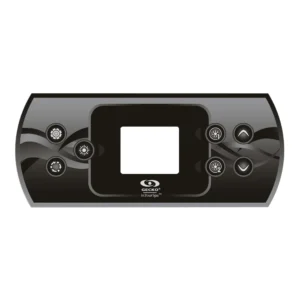 Gecko in.k500 Topside Overlay – 7 Button, Settings, Light, Mode, Pump 1, Pump 2, Up, Down – 9916-101495
