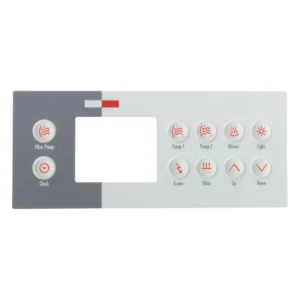 Gecko TSC-4 Topside Overlay – 10 Button, Pump 1, Pump 2, Blower, Light, Eco, Filt – 9916-100761