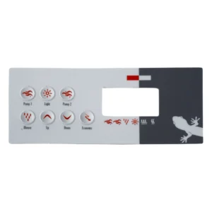 Gecko TSC-8-GE2 Topside Overlay – 7-Button, Pump 1, Pump 2, Blower, Light – 9916-100331