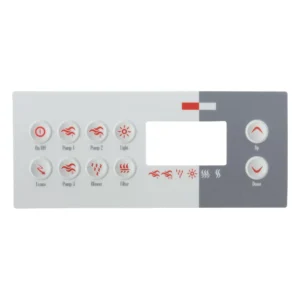 Gecko TSC-8 Topside Overlay – 10 Button, Pump 1, Pump 2, Pump 3, Blower, Light, Filter – 9916-100723